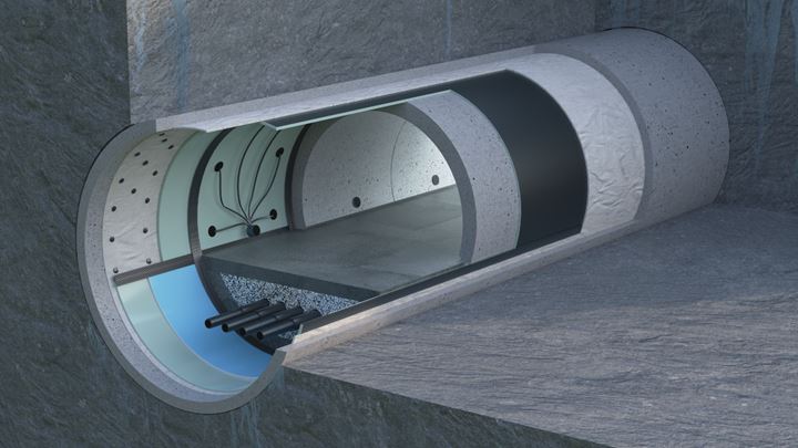 Yksi-/kaksikerrosjärjestelmä - louhittu tunneli 